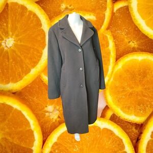 LL Bean Black Wool Coat Womens 18 Reg Bellandi Italian Fabric Thinsulate 260349